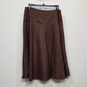 Vintage Y2K Gap Linen Midi Skirt Women 6 Chocolate Brown 2001 Minimalist Coastal
